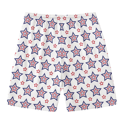 4th of July USA Star Pattern Print Men's Swim Trunks
