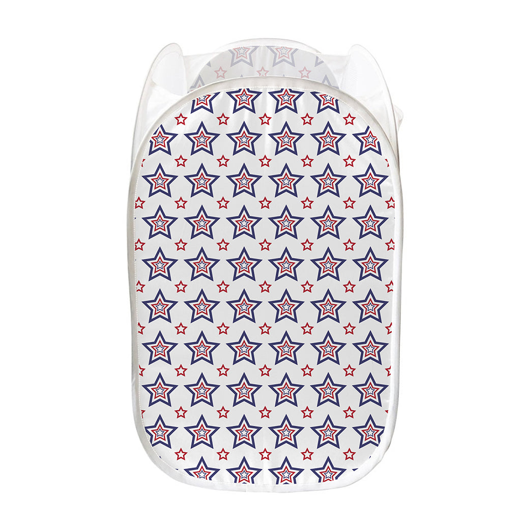 4th of July USA Star Pattern Print Mesh Laundry Hamper