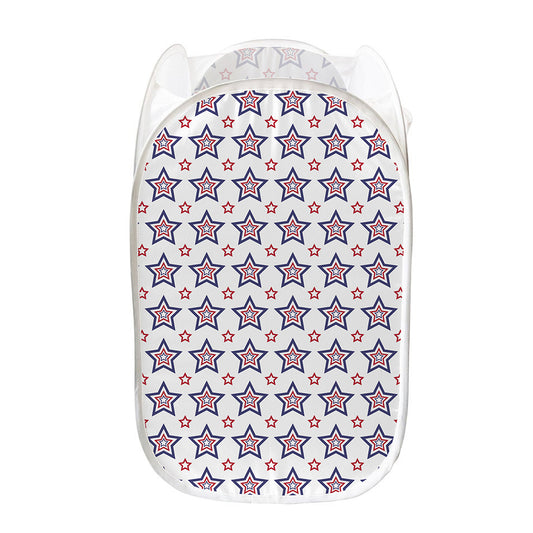 4th of July USA Star Pattern Print Mesh Laundry Hamper