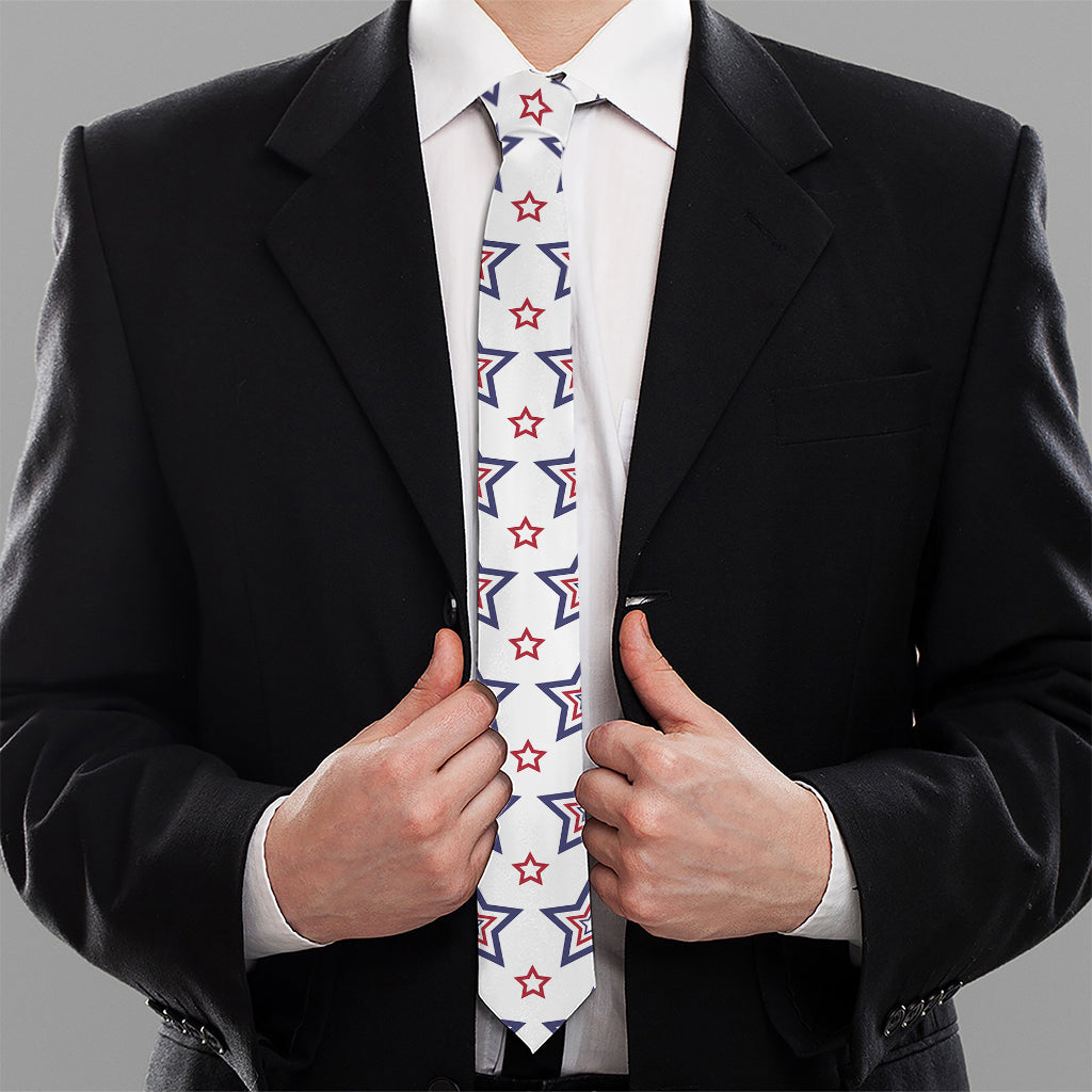 4th of July USA Star Pattern Print Necktie