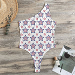 4th of July USA Star Pattern Print One Shoulder Bodysuit