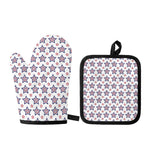 4th of July USA Star Pattern Print Oven Mitt And Pot Holder Set