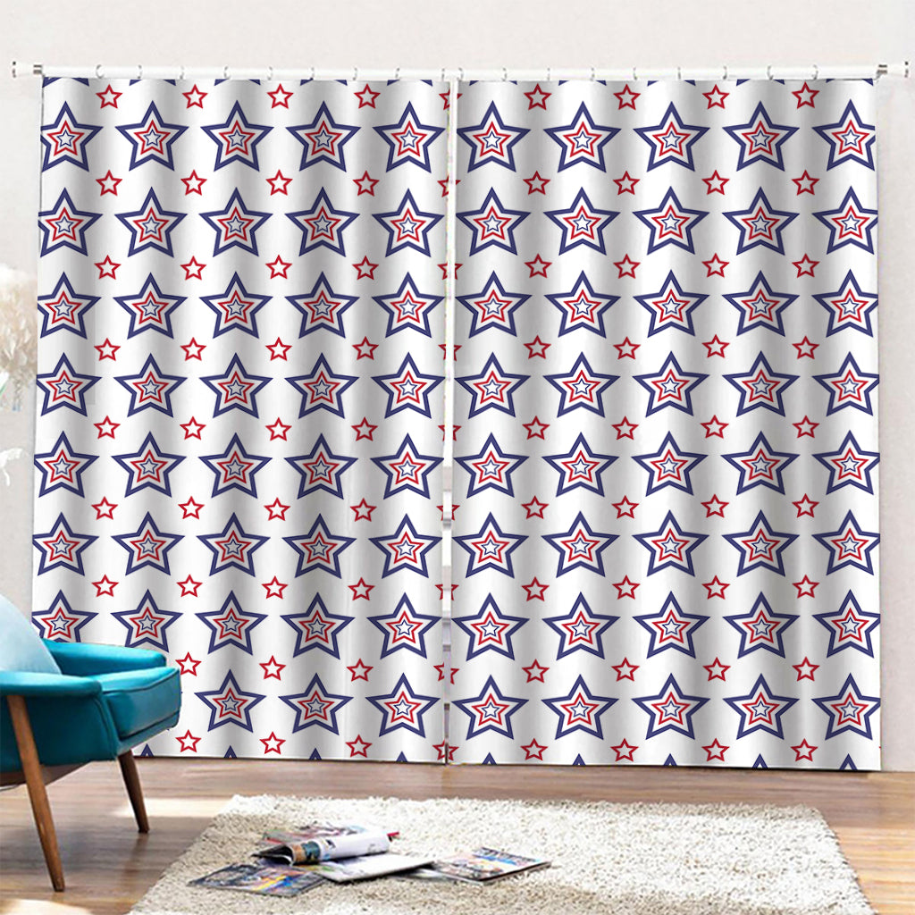 4th of July USA Star Pattern Print Pencil Pleat Curtains