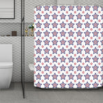 4th of July USA Star Pattern Print Polyester Shower Curtain