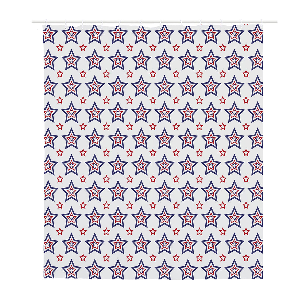 4th of July USA Star Pattern Print Polyester Shower Curtain