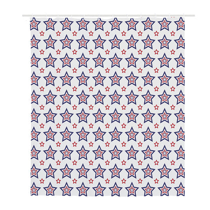 4th of July USA Star Pattern Print Polyester Shower Curtain