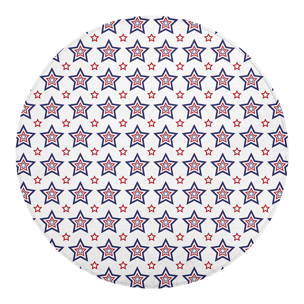4th of July USA Star Pattern Print Round Blanket