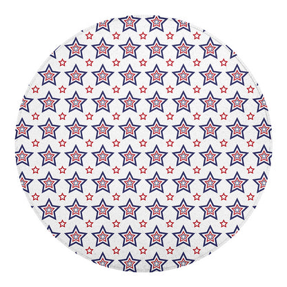 4th of July USA Star Pattern Print Round Blanket