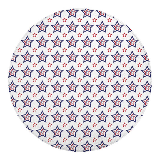 4th of July USA Star Pattern Print Round Blanket