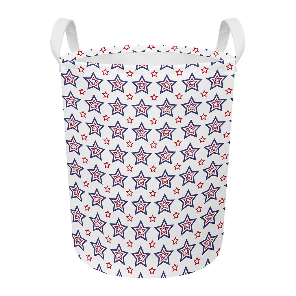 4th of July USA Star Pattern Print Round Laundry Basket
