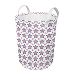 4th of July USA Star Pattern Print Round Laundry Basket