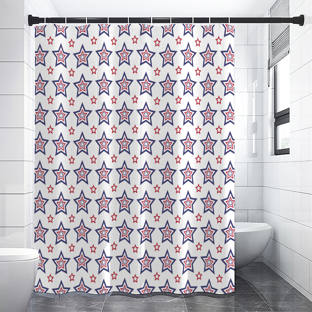 4th of July USA Star Pattern Print Shower Curtain