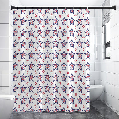 4th of July USA Star Pattern Print Shower Curtain