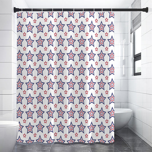 4th of July USA Star Pattern Print Shower Curtain