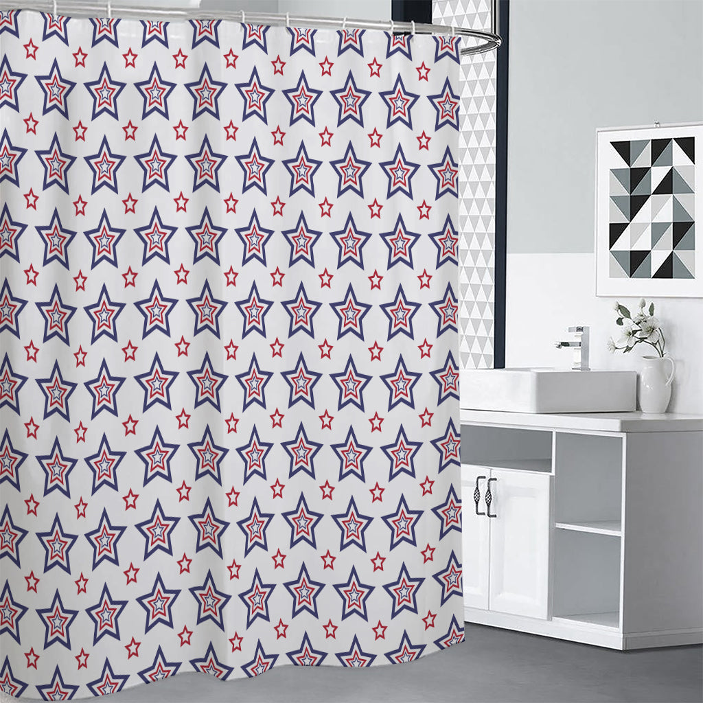 4th of July USA Star Pattern Print Shower Curtain