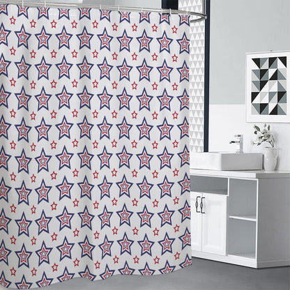 4th of July USA Star Pattern Print Shower Curtain