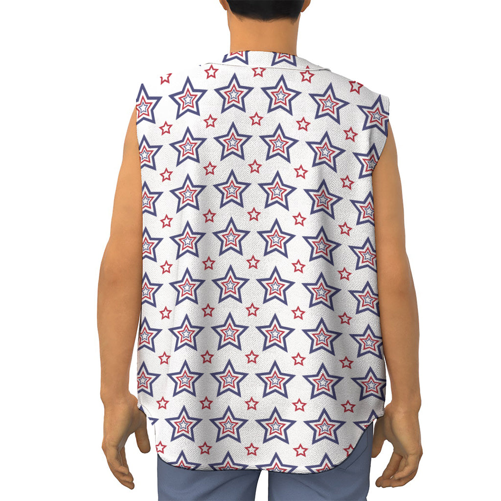4th of July USA Star Pattern Print Sleeveless Baseball Jersey