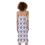 4th of July USA Star Pattern Print Slim Fit Midi Cami Dress