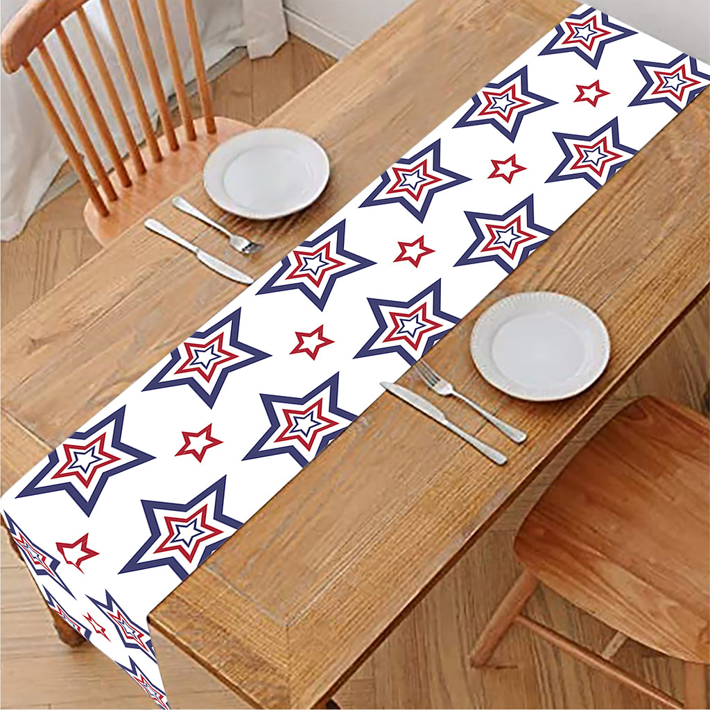 4th of July USA Star Pattern Print Table Runner
