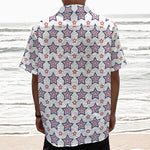 4th of July USA Star Pattern Print Textured Short Sleeve Shirt