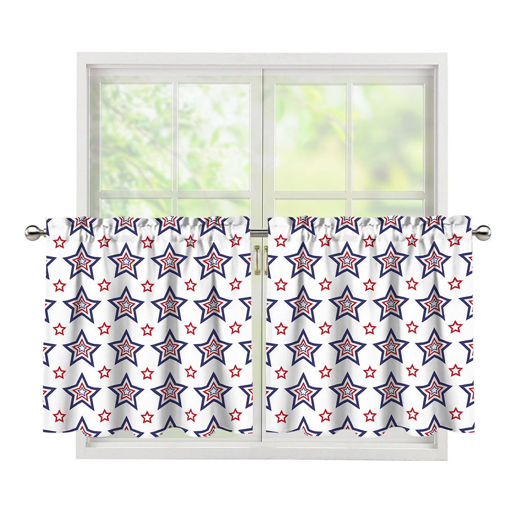 4th of July USA Star Pattern Print Tier Curtains