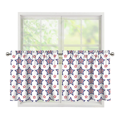 4th of July USA Star Pattern Print Tier Curtains
