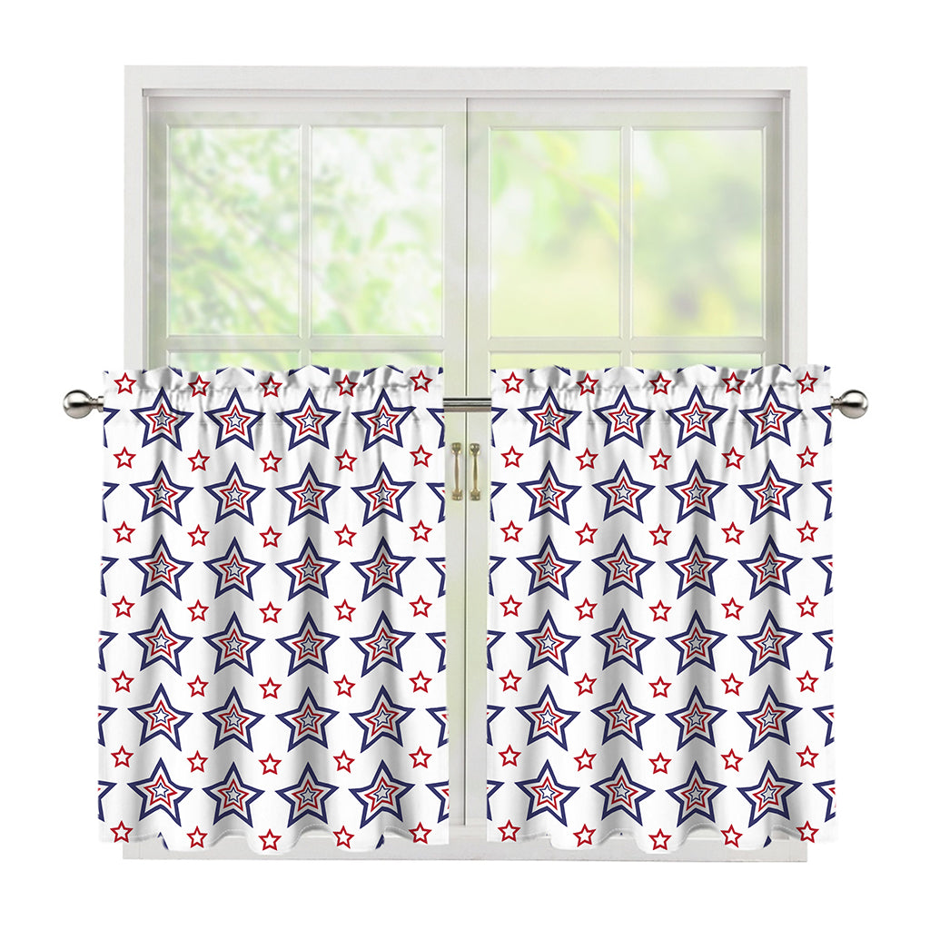 4th of July USA Star Pattern Print Tier Curtains