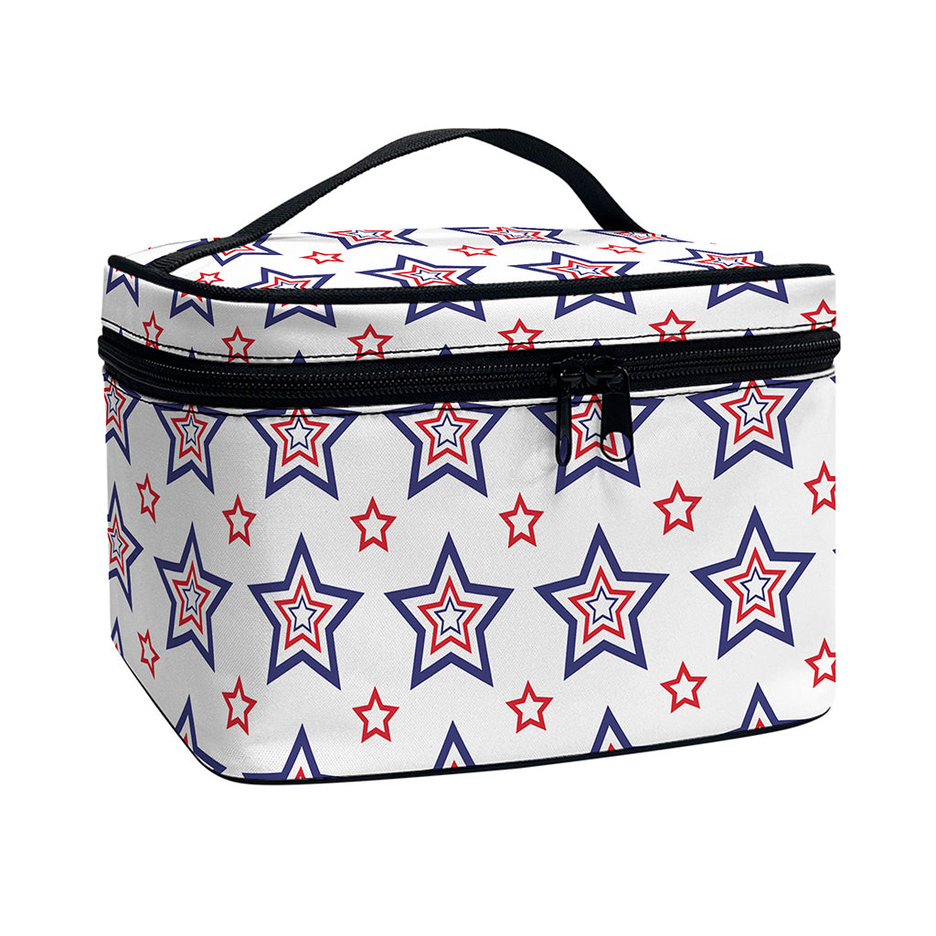 4th of July USA Star Pattern Print Travel Makeup Bag