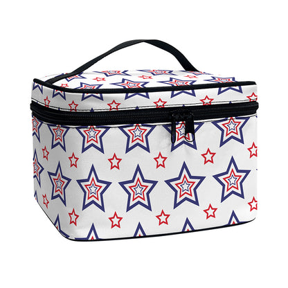 4th of July USA Star Pattern Print Travel Makeup Bag