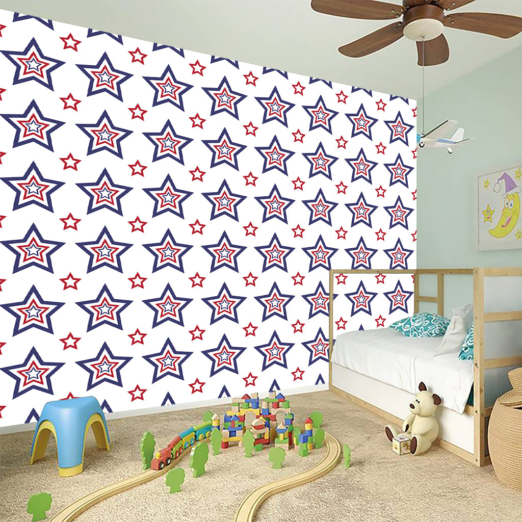4th of July USA Star Pattern Print Wall Sticker