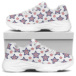 4th of July USA Star Pattern Print White Chunky Shoes