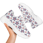 4th of July USA Star Pattern Print White Chunky Shoes