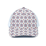4th of July USA Star Pattern Print White Mesh Trucker Cap