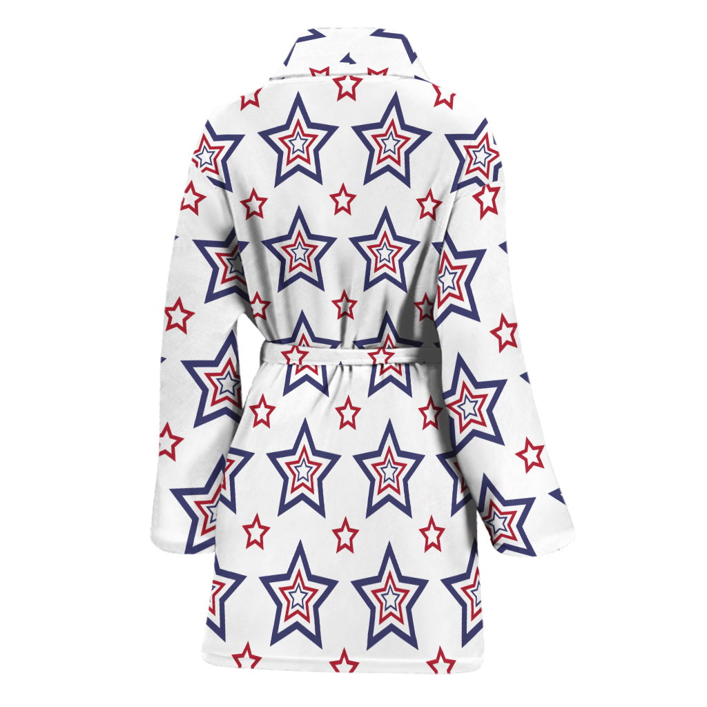 4th of July USA Star Pattern Print Women's Bathrobe