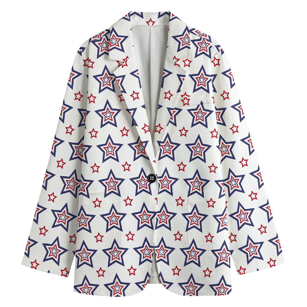 4th of July USA Star Pattern Print Women's Blazer