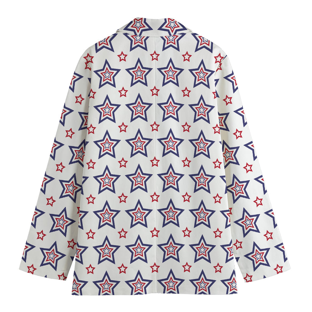 4th of July USA Star Pattern Print Women's Blazer