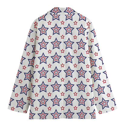 4th of July USA Star Pattern Print Women's Blazer