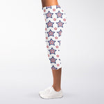 4th of July USA Star Pattern Print Women's Capri Leggings