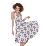 4th of July USA Star Pattern Print Women's Sleeveless Dress