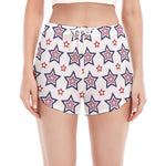 4th of July USA Star Pattern Print Women's Split Running Shorts