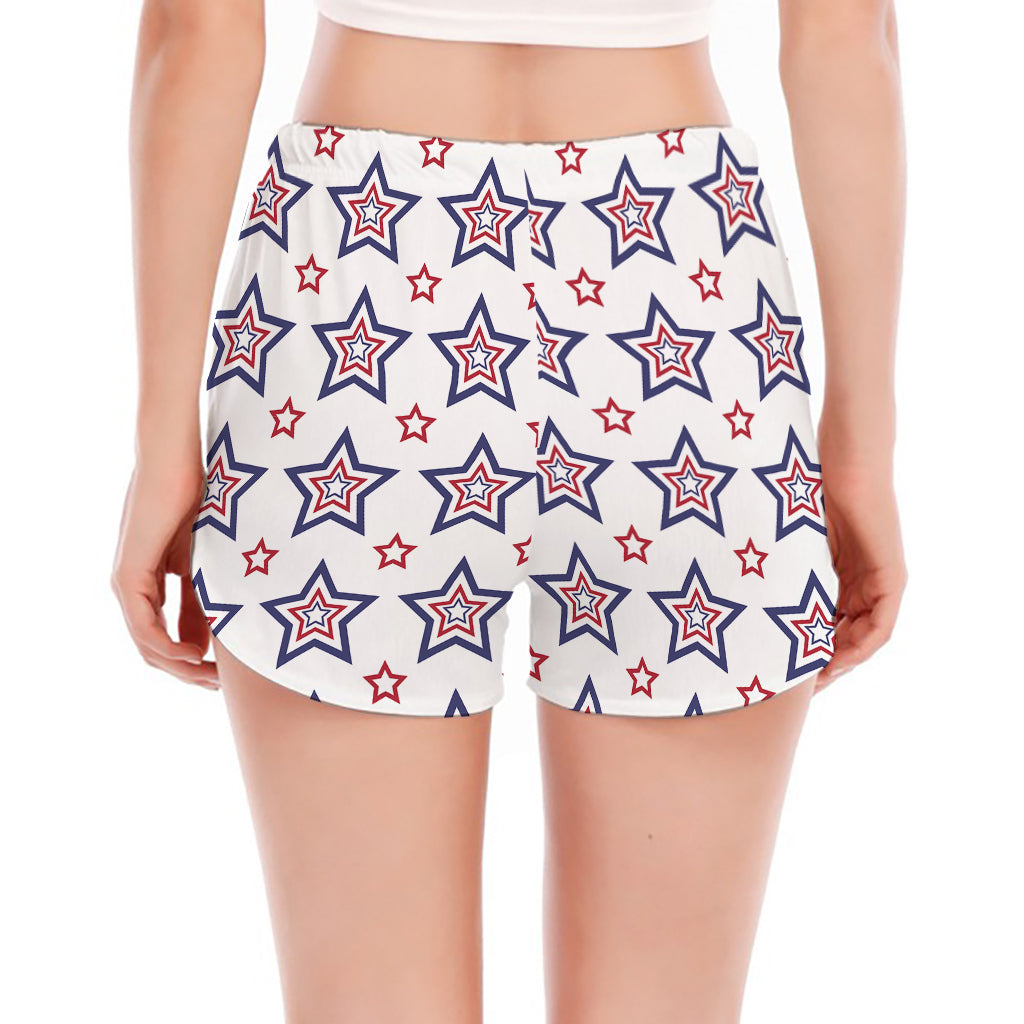 4th of July USA Star Pattern Print Women's Split Running Shorts