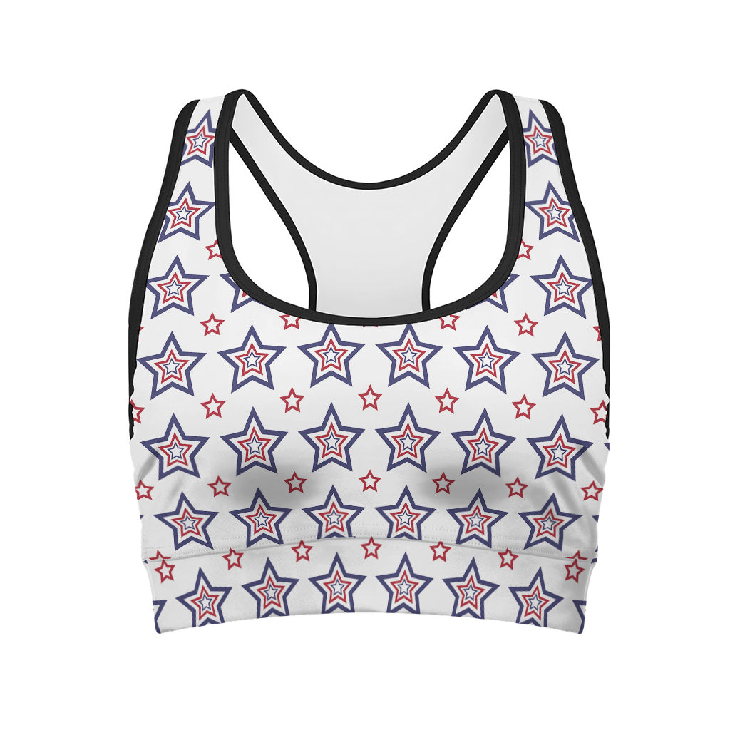 4th of July USA Star Pattern Print Women's Sports Bra