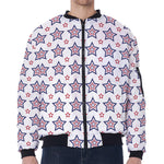 4th of July USA Star Pattern Print Zip Sleeve Bomber Jacket