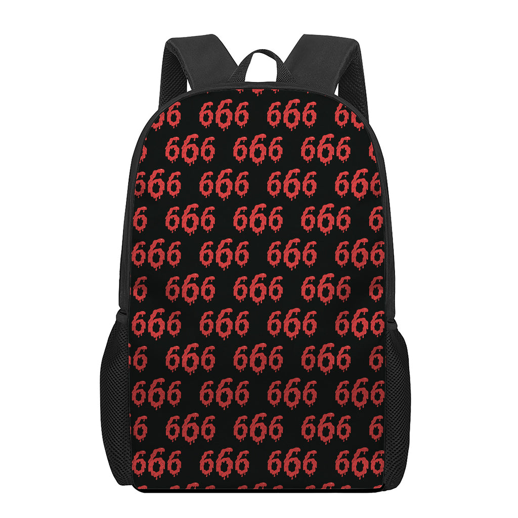 666 Satan Pattern Print 17 Inch Backpack