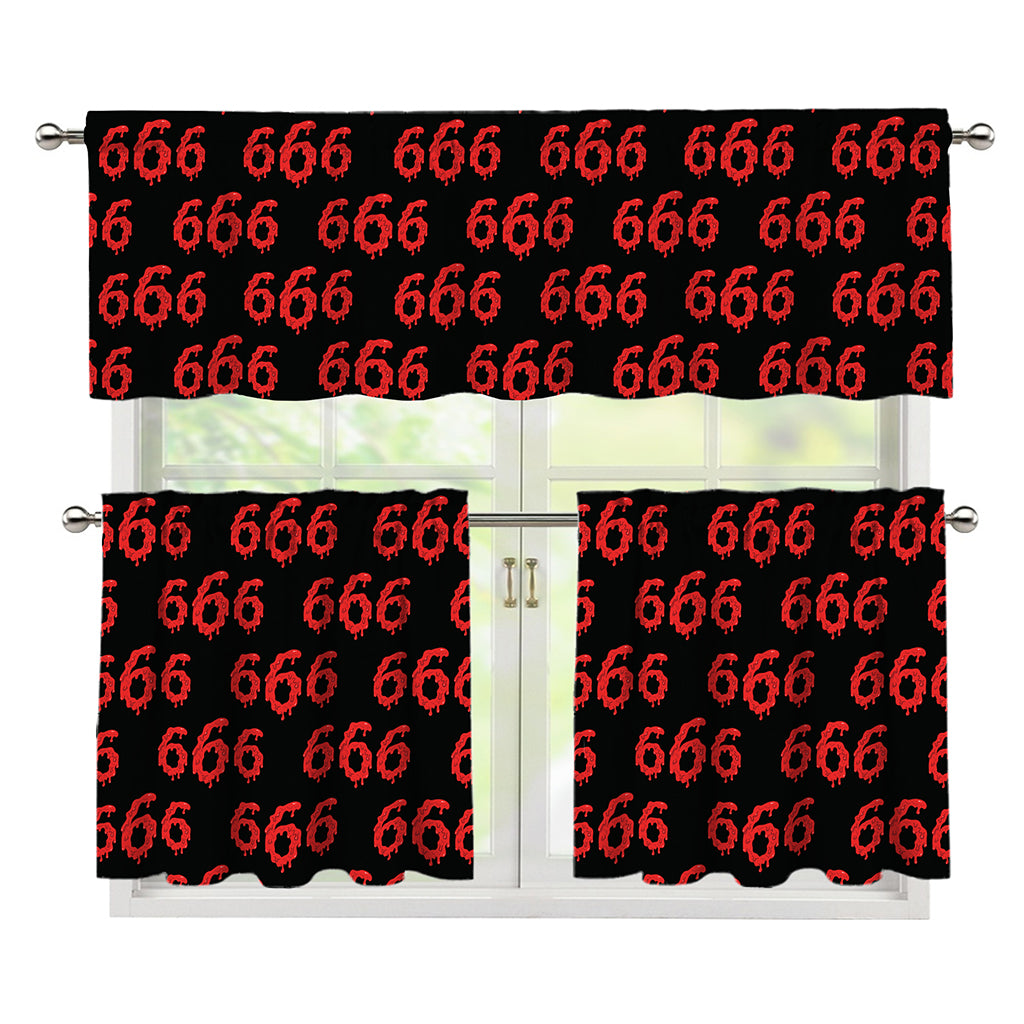 666 Satan Pattern Print 3 Piece Kitchen Curtains