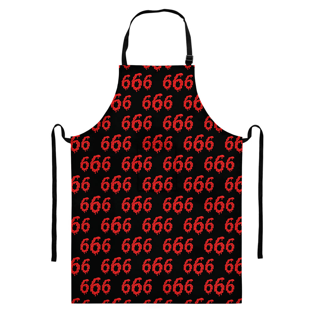 666 Satan Pattern Print Bib Apron With Pocket