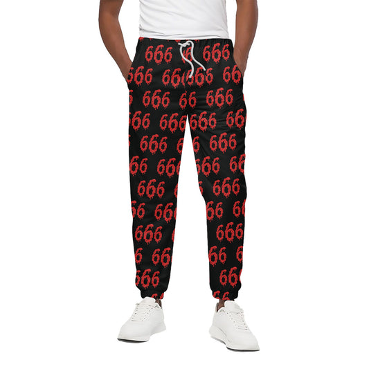 666 Satan Pattern Print Cotton Pants