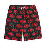 666 Satan Pattern Print Cotton Shorts