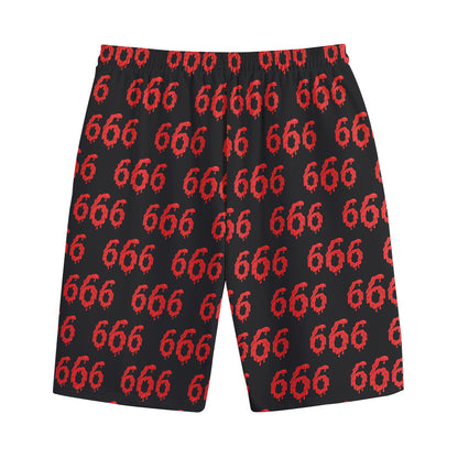 666 Satan Pattern Print Cotton Shorts