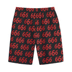 666 Satan Pattern Print Cotton Shorts